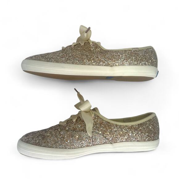 Keds X Kate Spade New York Women's Champion Glitter Sneakers 9 Champagne Gold - Picture 12 of 14